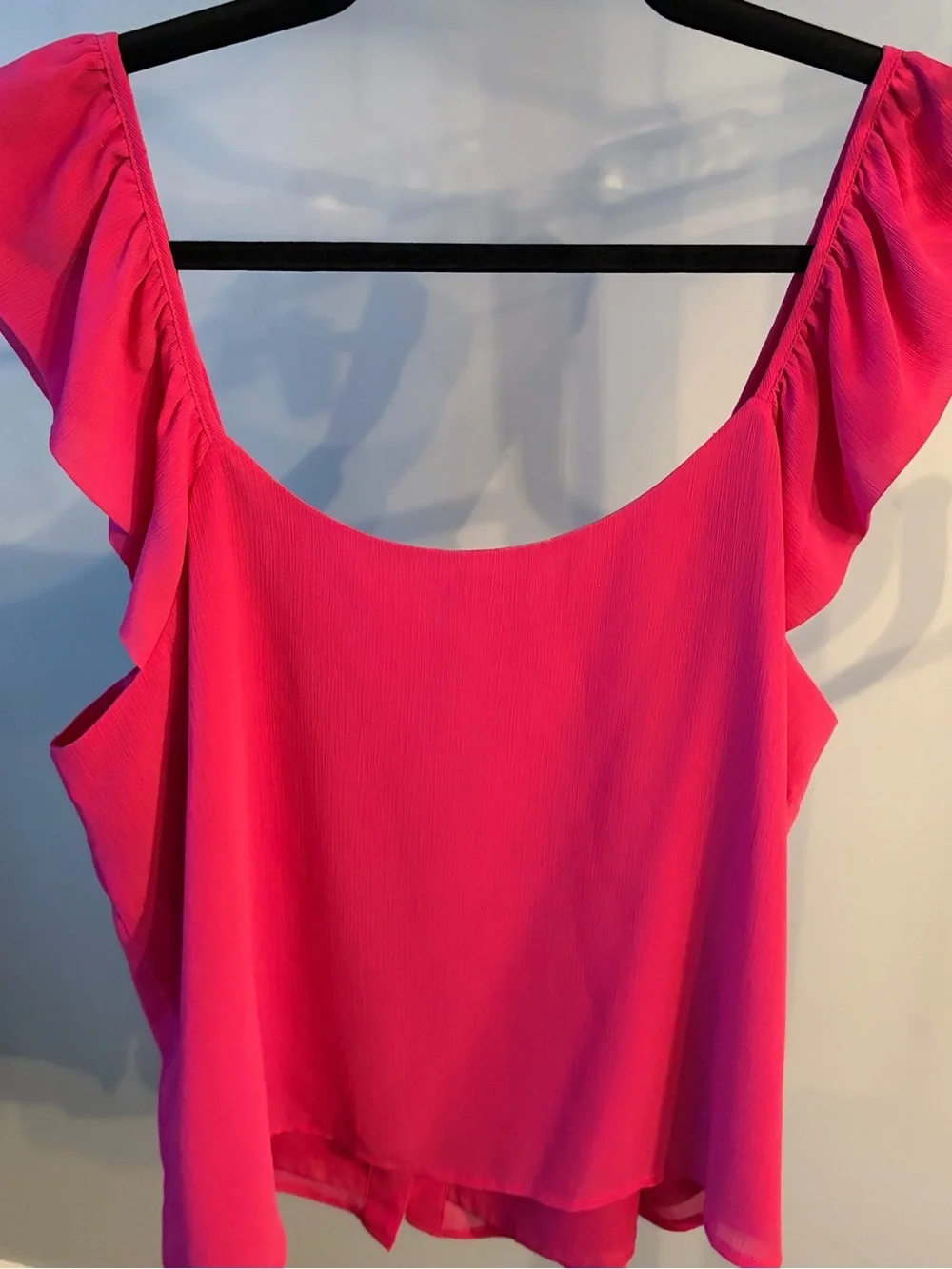 J. Crew Hot Pink Ruffle-Sleeve Button-Front Camisole size 12 / large